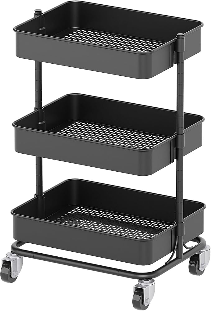 3 Tier Modern Metal Rolling Tool Cart by Unknown