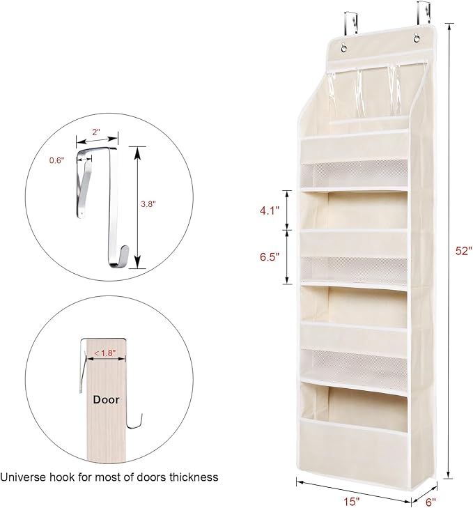Univivi 5-Shelf Over Door Hanging Organizer Fabric Door Storage - Image 3