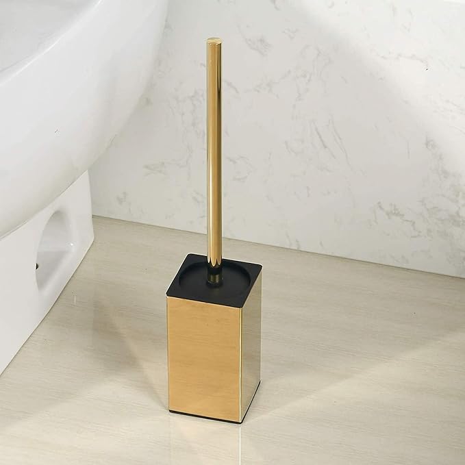 Toilet Brush Holder Stainless Steel 304 Standing Gold Square Toilet Brush Holder - Image 2