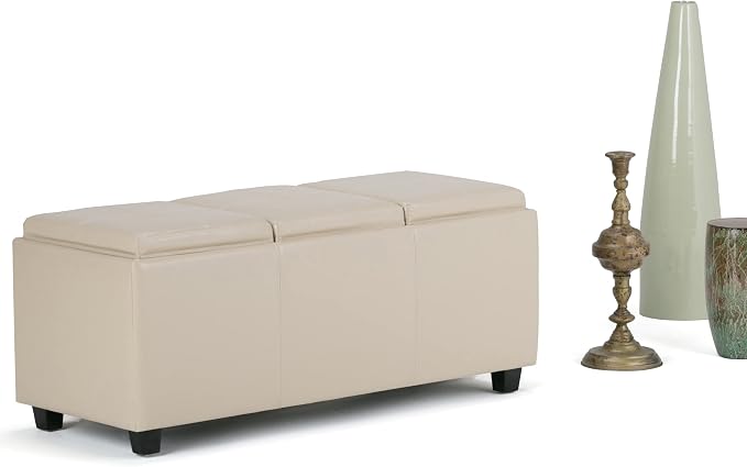 SIMPLIHOME Avalon 42 inch Wide Contemporary Rectangle Storage Ottoman in Satin - Image 3