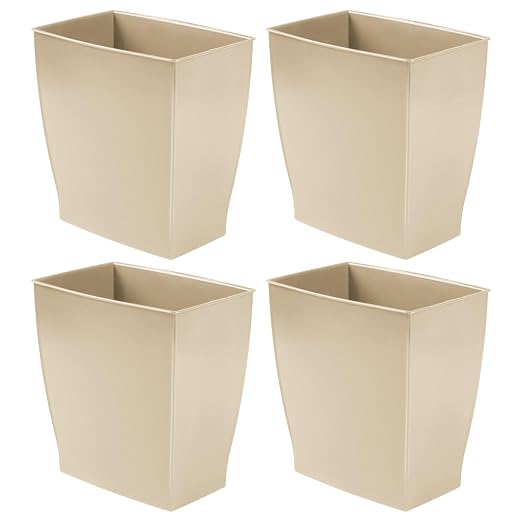iDesign Small Rectangular Bathroom Trash Set of 4-Taupe Brown Waste Can by iDesign