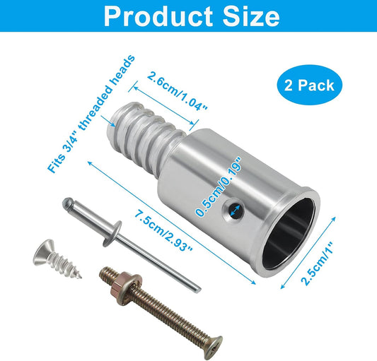 2 Pack Threaded Tips Replacement, 1" Threaded End Push Broom Handle, Reliable 1" Threaded End for Repairing Extension Poles/DIY Enthusiasts
