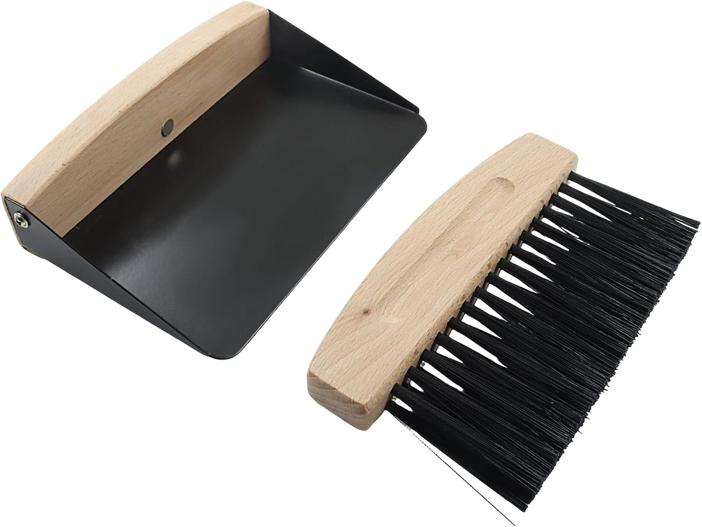 Hordion Small Dust Pan and Brush Set, Mini Hand Whisk Broom and Dustpan, Wooden Crumb Sweeper for Home Office Desktop Countertops Sofa, Black