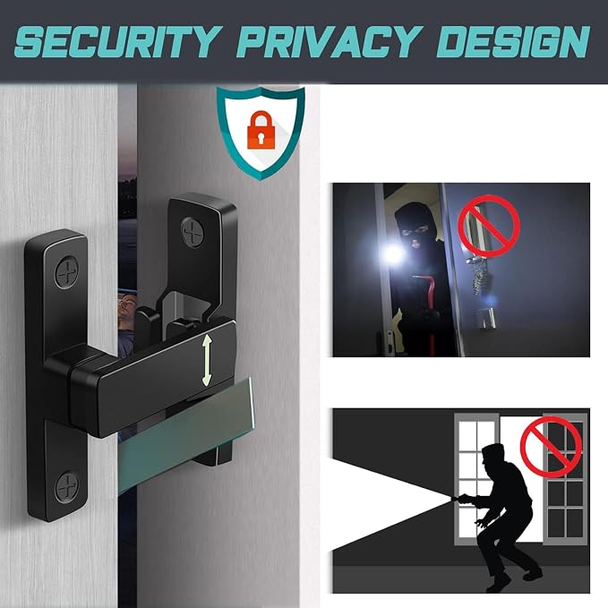 90/180 Degree Barn Door Lock, Small Flip Gate Latches Protect Privacy Sliding - Image 3