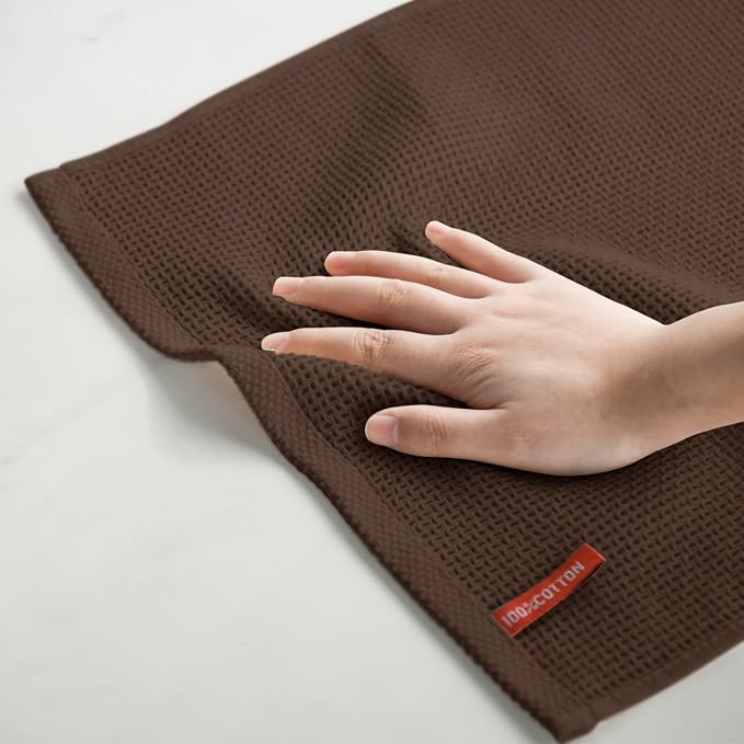 Artoid Mode 100% Cotton Dark Coffee Waffle Weave Kitchen Dish Cloths, 12x12 - Image 5