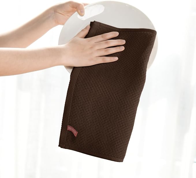 Artoid Mode 100% Cotton Dark Coffee Waffle Weave Kitchen Dish Cloths, 13x28 - Image 5