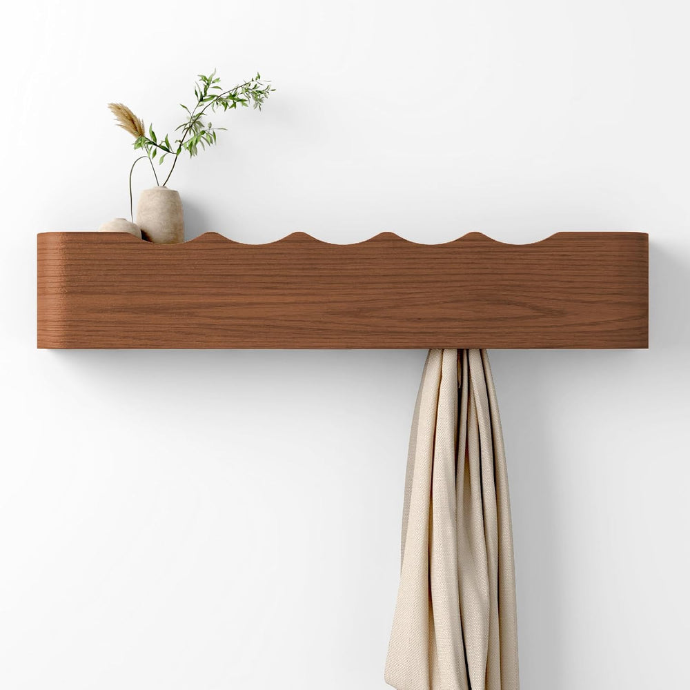 Coat Rack Wall Mount with Hidden Hooks, Wall Hooks with Shelf, Wall Key Holde...