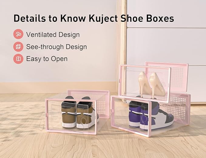 Kuject X-Large Shoe Storage Boxes Organizers Clear Plastic Stackable 12 Pack - Image 5