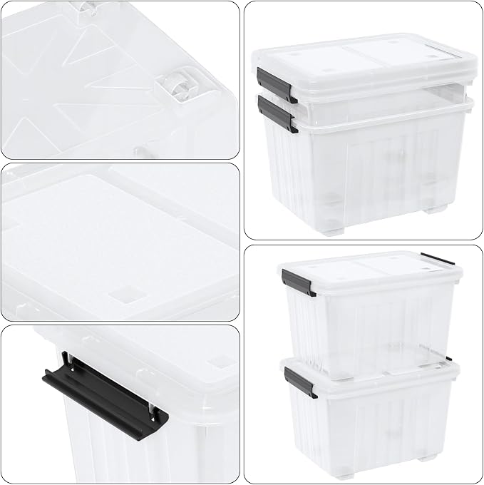 Kiddream 50 Quarts Clear Plastic Latching Boxes - Image 3