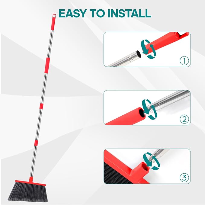 PBHEPJ Broom, Outdoor Broom for Floor Cleaning, Hard Bristle Angle Broom for - Image 4