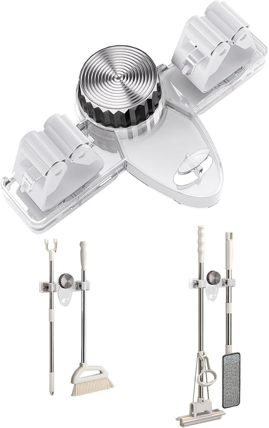 Mop and Broom Holder Wall Mount, No Punching Required Broom and Mop Organizer by Unknown