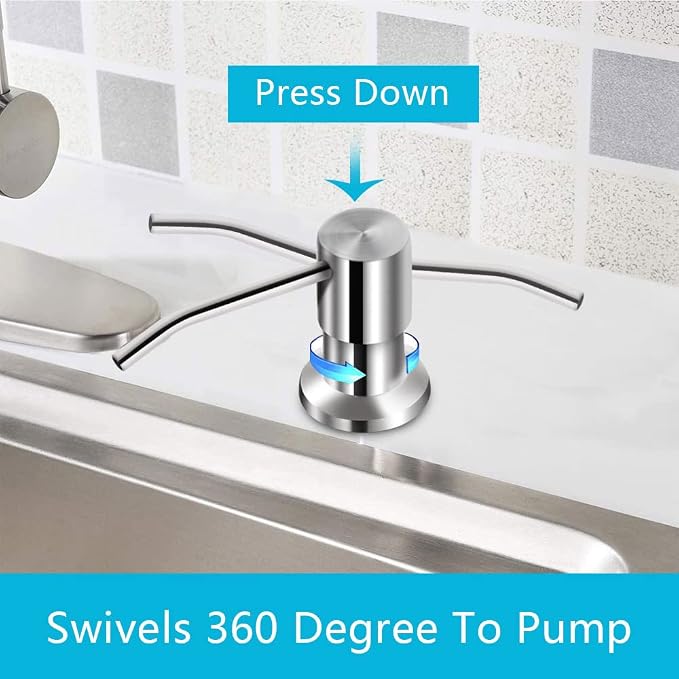 Soap Dispenser for Kitchen Sink, Brushed Nickel Countertop Soap Dispenser Pump - Image 3