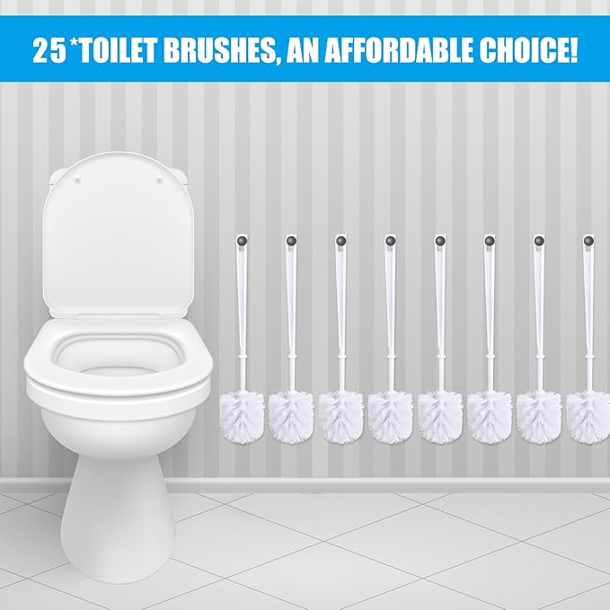 Mimorou 25 Pcs White Toilet Brush, Bathroom Toilet Bowl Brush, Soft Bristle - Image 6