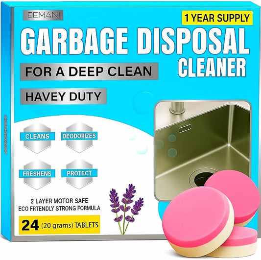 Garbage Disposal Cleaner Tablets 24 Pack – 20g Large Foaming Lavender Scent by EEMANI