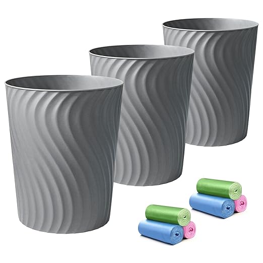 YGJT Small Trash Can, 3 Pack 1.8 Gallons Bathroom Trash Can, Slim Waste Basket by YGJT