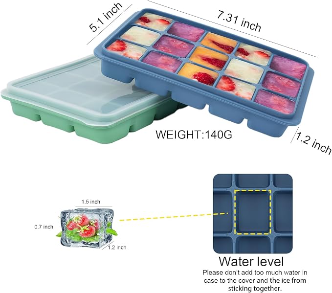 Ice Cube Trays with Silicone Lid, 15 Grid Square Ice Tray Easy Release - Image 5