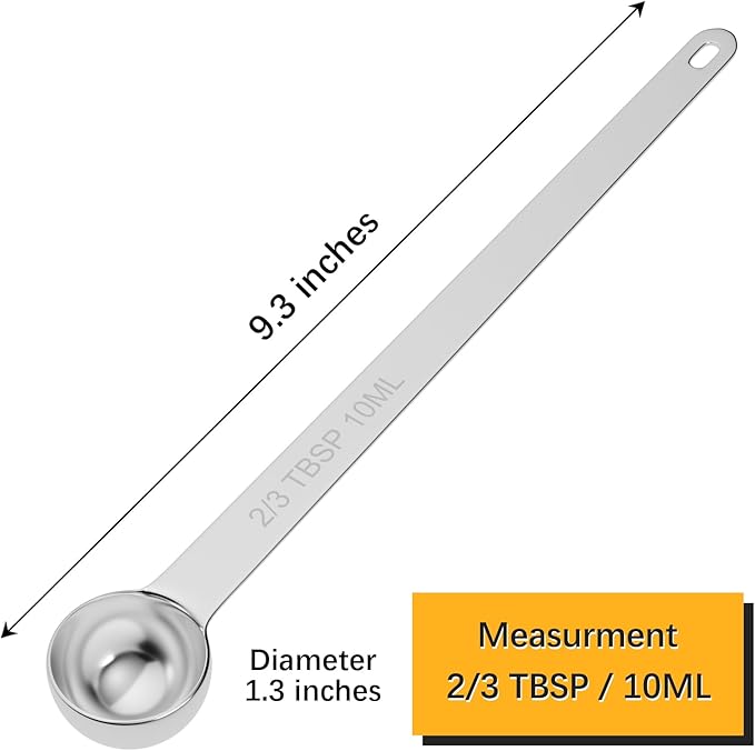 2PCS 2/3Tbsp Extra Long Handle Measuring Spoon, Single Stainless Steel - Image 2