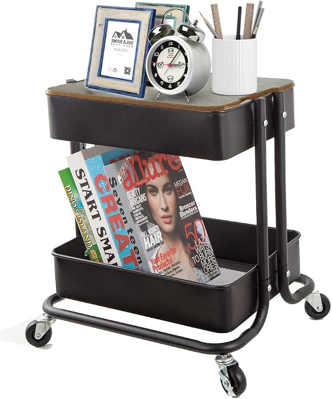 Melody House 2-Tier Metal Utility Rolling Cart Storage Organizer by MelodyHouse