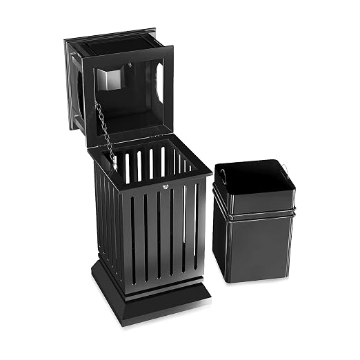 BEAMNOVA Black Trash Can Outdoor Top Tray Stainless Steel Commercial Garbage - Image 9