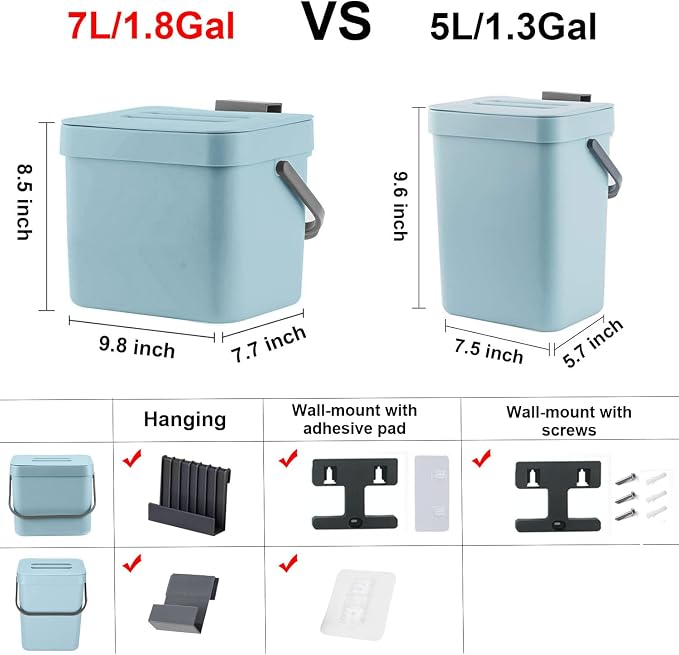 LALASTAR Kitchen Compost Bin, Hanging Trash Can - Image 6