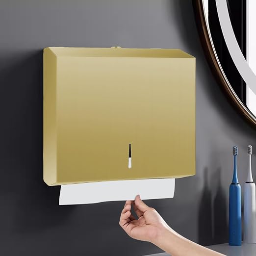 Paper Towel Dispenser Wall Mount, Brushed Gold Stainless Steel Commercial Paper - Image 7