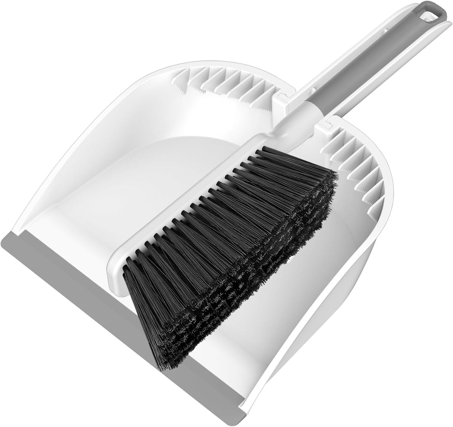 SetSail Small Dustpan and Brush Set, Nesting Snap-On Handheld Broom and Dust Pan with Teeth Portable Broom and Dustpan Set Suitable for Desktop, Pets Care, Sofa, Camping, White