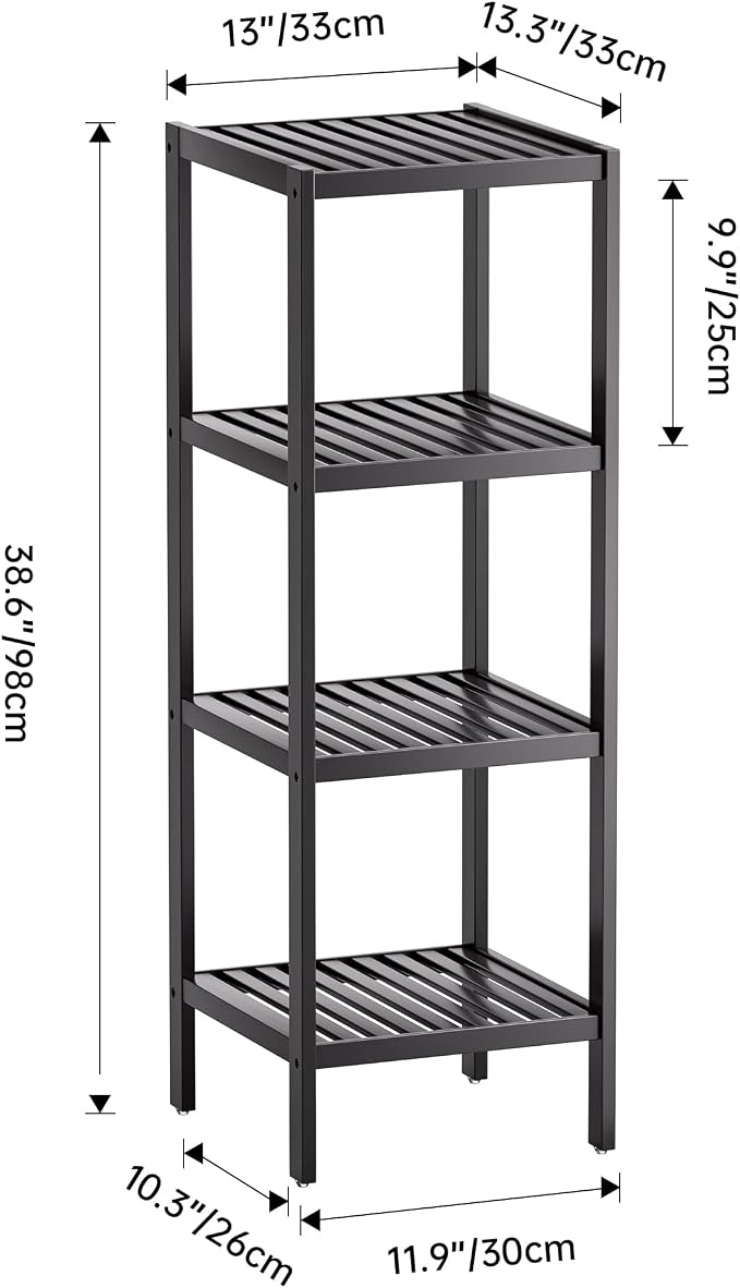 SMIBUY Bathroom Storage Shelf, 4-Tier Bamboo Rack Organizer - Image 3