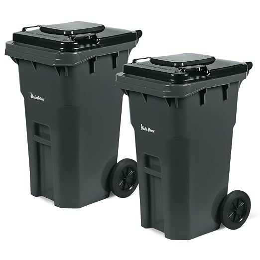 27 Gallon Trash Can with Wheels Plastic Rollout Outdoor Trash Can with Lid by PlasticPrince