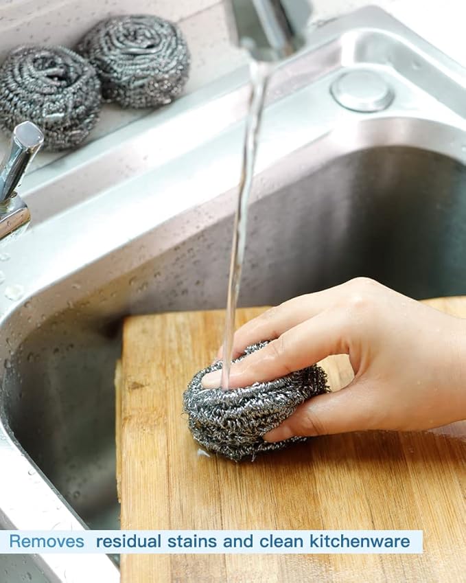 12Pcs Steel Wool Scrubber Pads for Cleaning Dishes, Sinks - Image 7