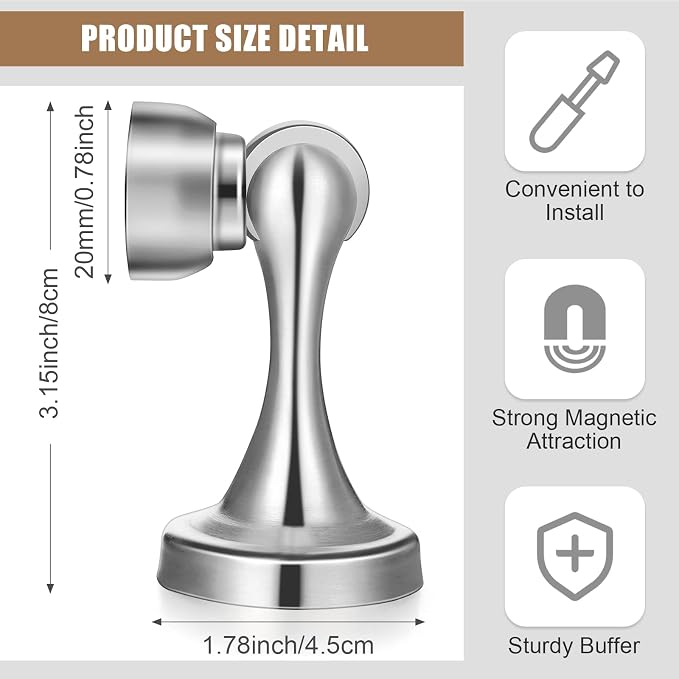 8 Pcs Magnetic Door Stoppers Stainless Steel Door Stops Magnetic Catch Holder - Image 2