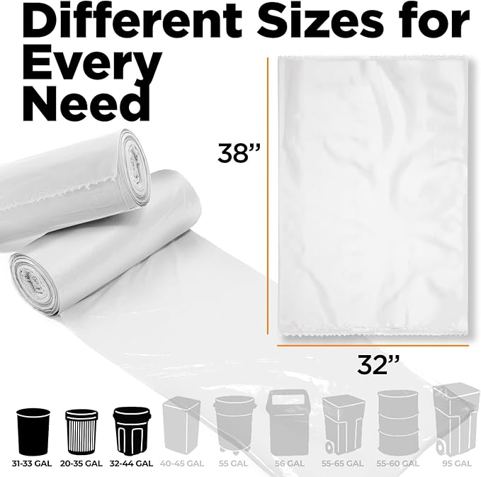 30-33 Gallon Clear Trash Bags Heavy Duty - Image 2