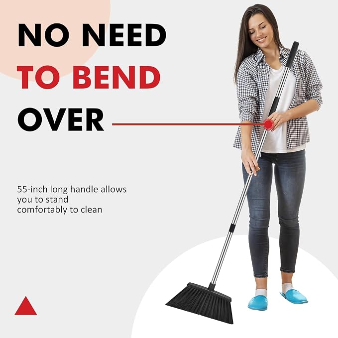 NACENA Heavy Duty Broom, 55 Inch Long Handle Outdoor Large Angle Brooms - Image 3