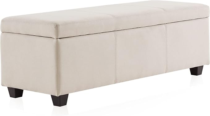 BELLEZE Storage Faux Leather Ottoman, 47 Inch Bench Bedroom Bench by BELLEZE
