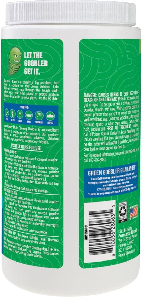 Green Gobbler Drain Clog Remover & Drain Cleaner Powder, 20+ Treatments - Image 2
