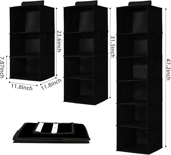 2 Packs Hanging Closet Organizer Stroage, 3-Shelf Hanging Shelves - Image 2