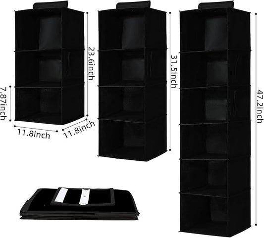 2 Packs Hanging Closet Organizer Stroage, 3-Shelf Hanging Shelves - Image 2