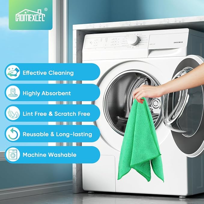 HOMEXCEL Green Microfiber Cleaning Cloth, 12 Pack Premium Microfiber Towels - Image 6