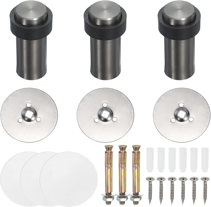PATIKIL 3Set Round Door Stoppers, 80mm Stainless Steel Door Stop Doorstop Wedge by PATIKIL