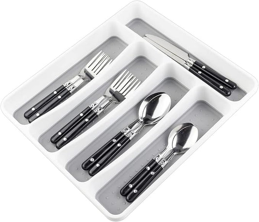 LeMuna Silverware Tray for Drawer, Plastic Cutlery Tray Kitchen Drawer Organizer by LeMuna