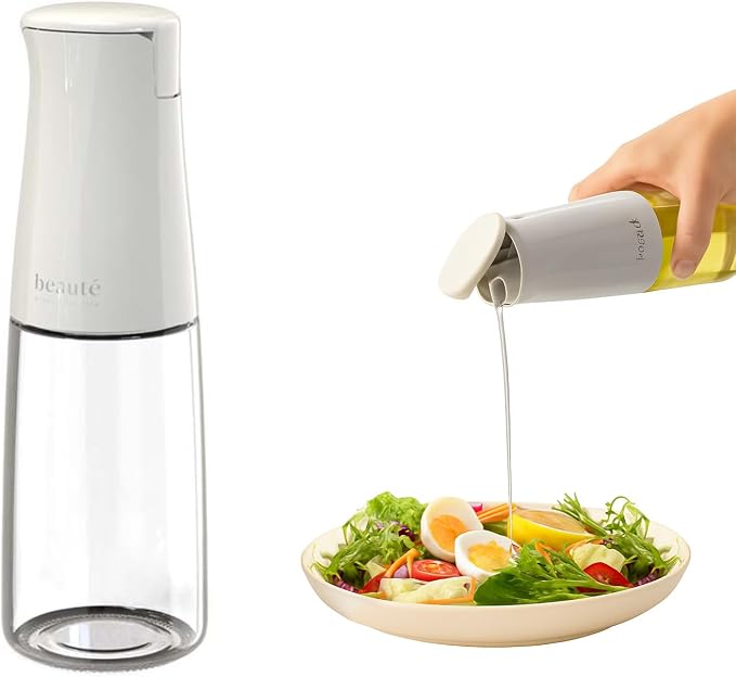 17oz Glass Oil Dispenser for Kitchen, Auto Flip、Non-Drip、Leak Proof, Oil by JANSSE