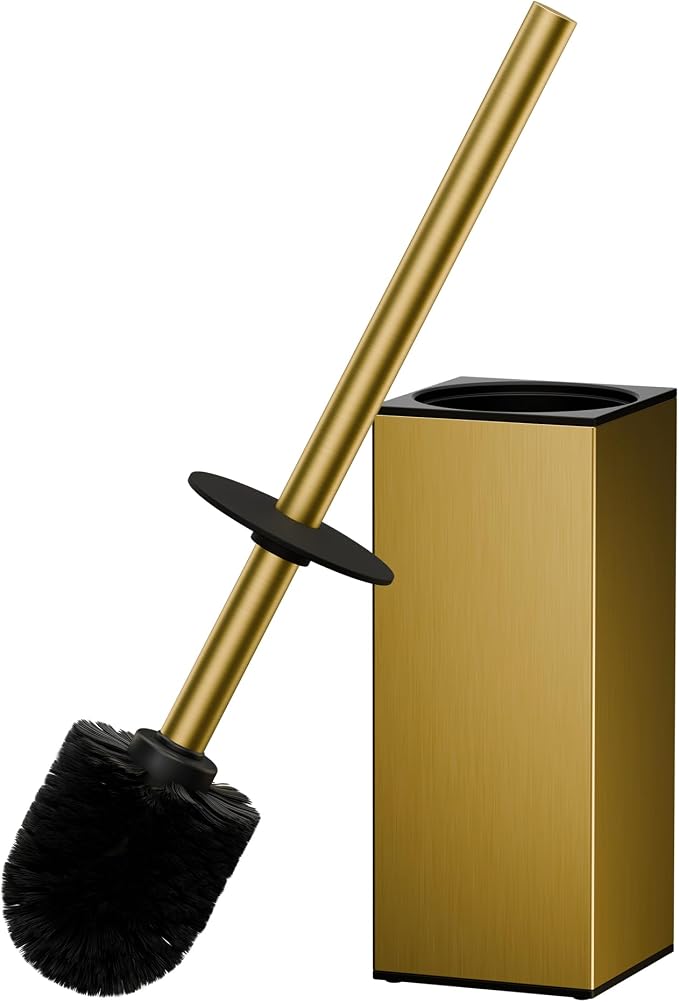 FORIOUS Toilet Brush and Holder Set, Heavy Duty 304 Stainless Steel Base Square by FORIOUS