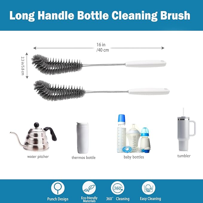 16 inches Long Handle Black Bottle Cleaning Brushes - Image 2