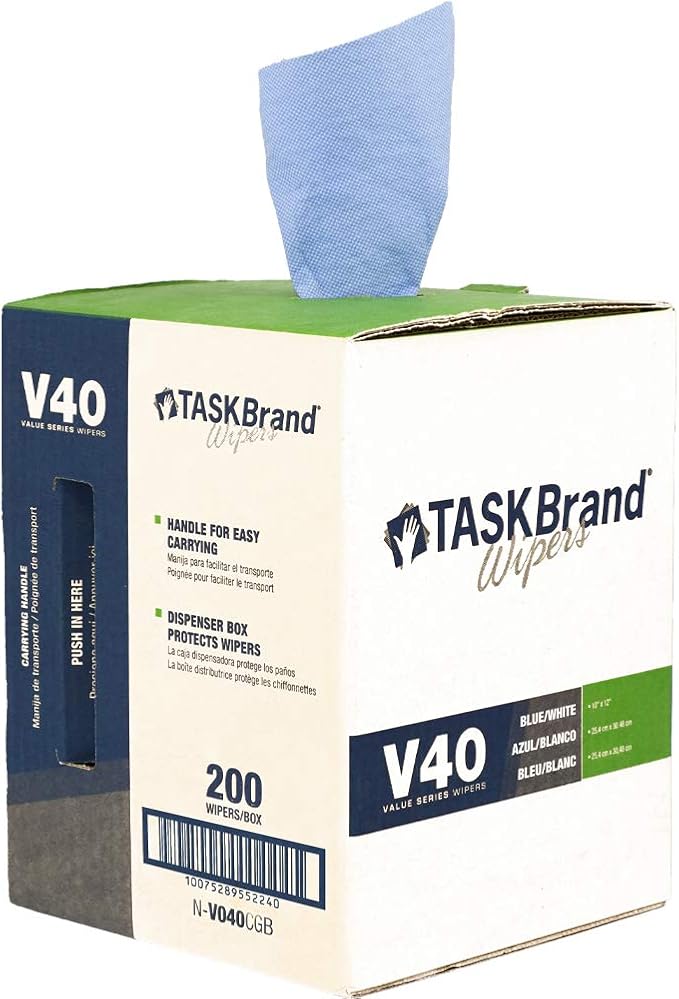 TaskBrand N-V040CGB Blue V40 Value Series Center Pull Wiper Sheets, All-Purpose by TaskBrand