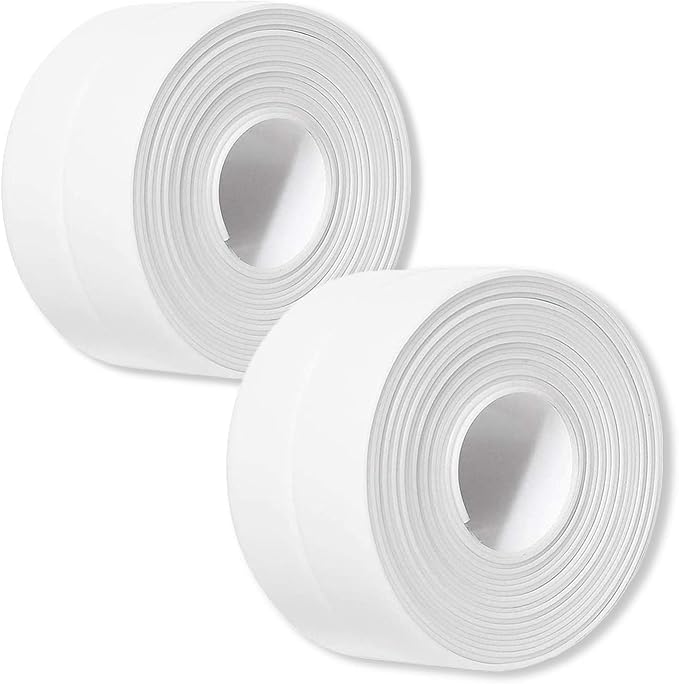 2 Pack Caulk Strip, 1.5" x 10.5Ft PVC Self Adhesive Caulk Tape, Sealing by UIOCSSC