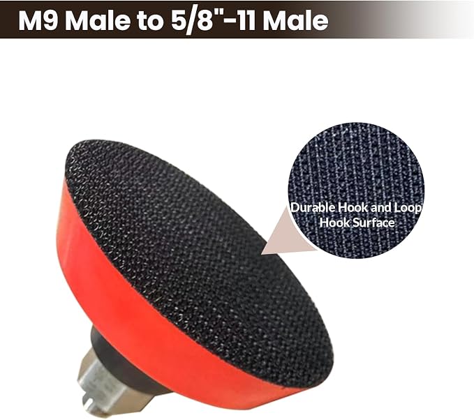 3" Hook and Loop Sanding/Polishing Backing Pad, M9 to 5/8-11 Hex Grinding Bit - Image 4