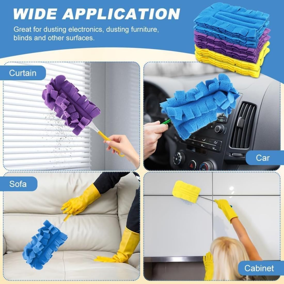 Reusable Chenille Microfiber Dust Duster, 2026 New Reusable Duster with Removable Washable Cloth Covers, 360°Electrostatic Duster Refills, Multi-Surface Dusting Mop for Efficient Home Cleaning (1Set)