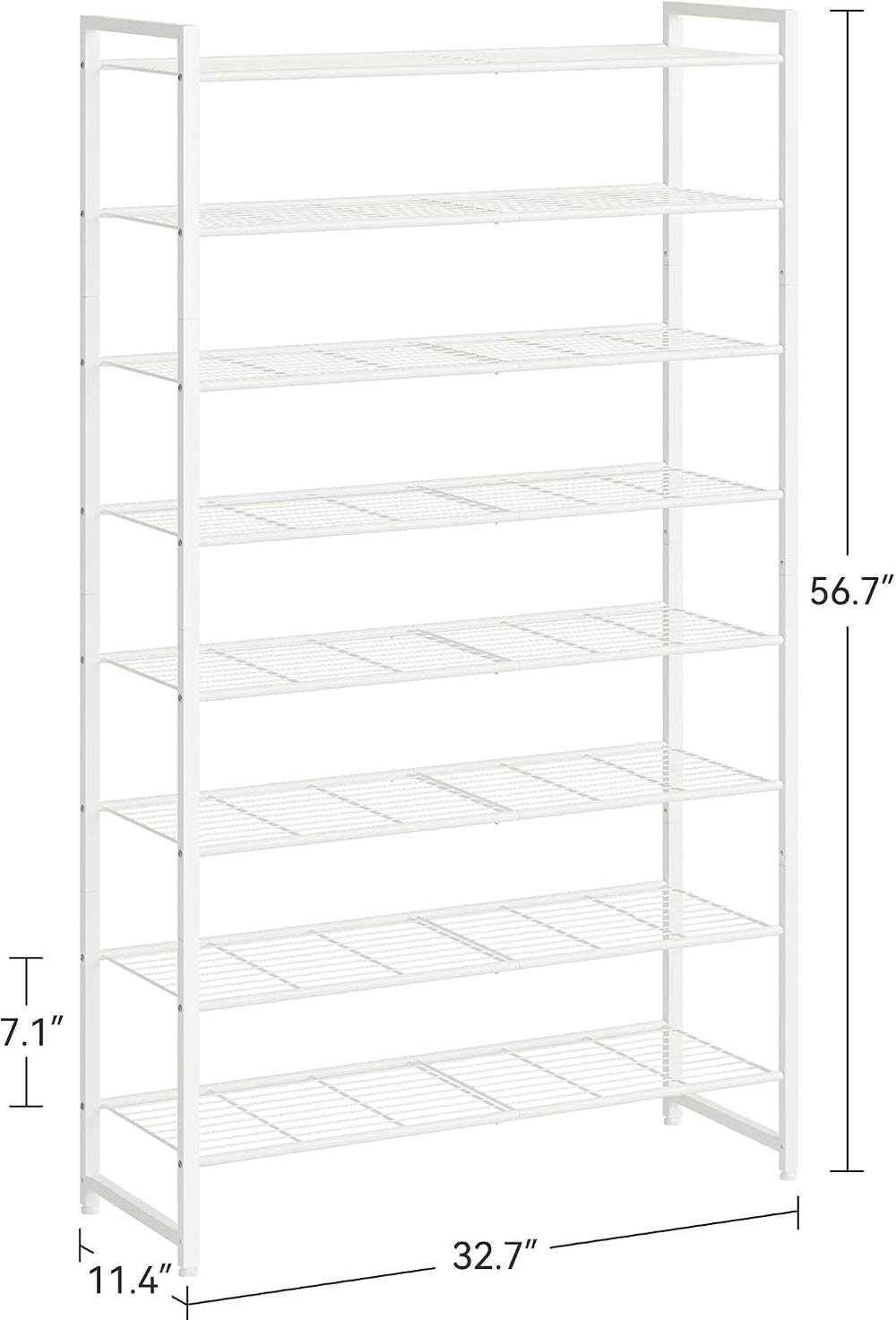 Nunsino Shoe Rack for Closet, Metal Shoe Organizer, 8 Tier Garage Shoe Rack M...