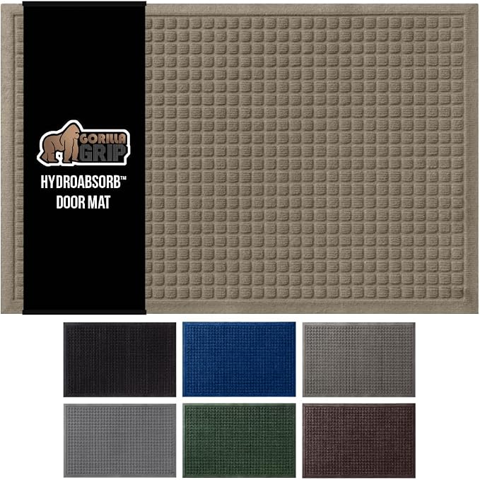 GORILLA GRIP Front Door Mat, Indoor Outdoor Ultra Absorbent HydroAbsorb Doormat by GorillaGrip