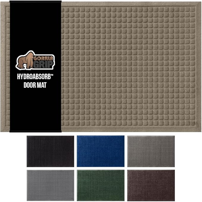 GORILLA GRIP Front Door Mat, Indoor Outdoor Ultra Absorbent HydroAbsorb Doormat by GorillaGrip