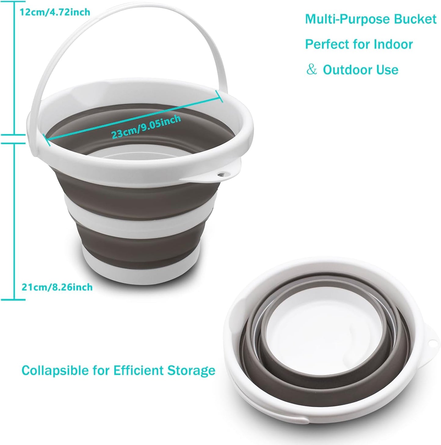 CHILDLION Collapsible Bucket 5L, Foldable Mop Bucket Car Wash Buckets with Handle for Cleaning Supplies, Portable Sink Wash Basin Storage Bin Ice Tub for Fishing Beach Outdoor Camping Kitchen